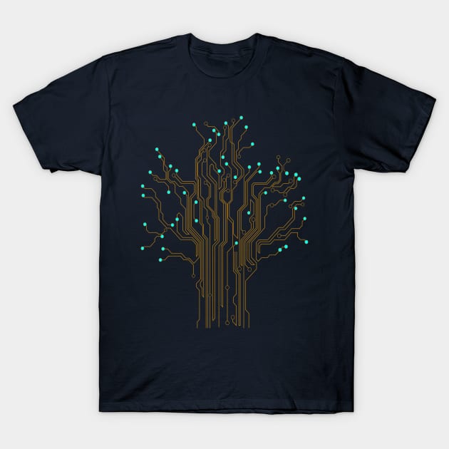 Yellow Technology Tree T-Shirt by pilipsjanuariusDesign